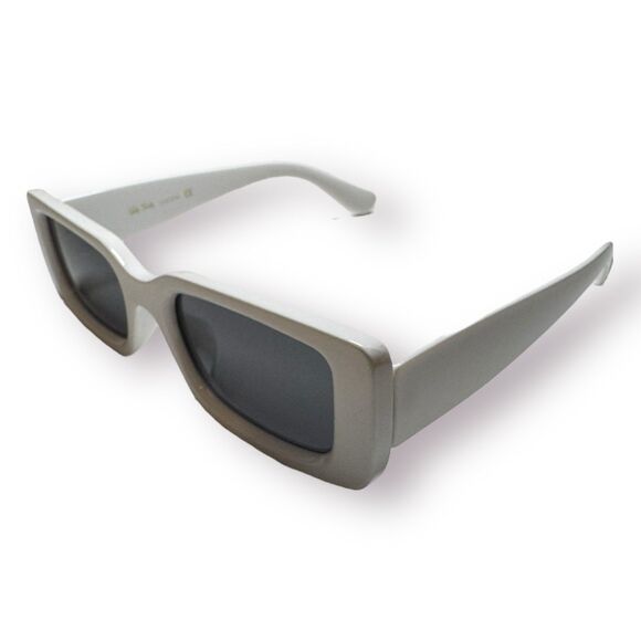 Veda Tinda Vision Rectangle Sunglasses Off White Retro TAC Polarized UV Lenses - Picture 6 of 11